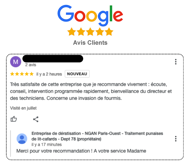 Avis google NGAN Paris-Ouest