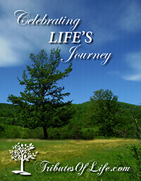 A green tree on a grassy field under a blue sky, with text 