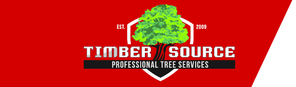 Logo for Timber Source, featuring a tree within a shield. The logo's name is shown below the shield.
