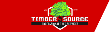 Logo for Timber Source, featuring a tree within a shield. The logo's name is shown below the shield.