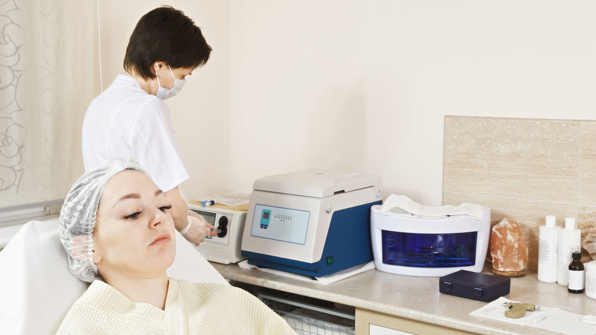 A woman undergoing blood ozone therapy.