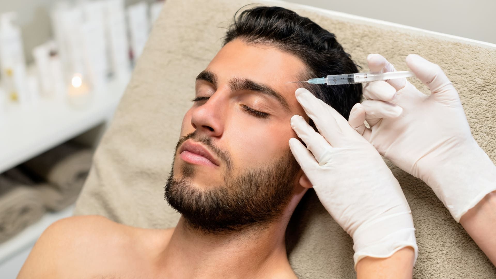 A man receiving Botox Injections.