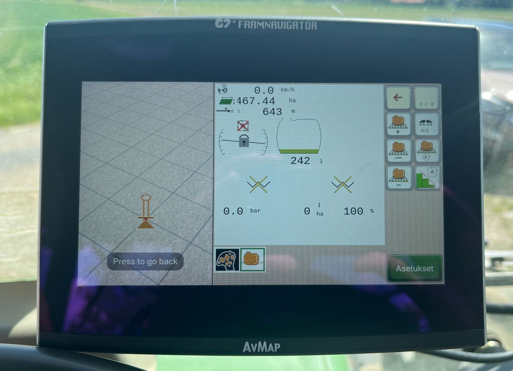 Farmnavigator ISOBUS VT Virtual Terminal näkymä