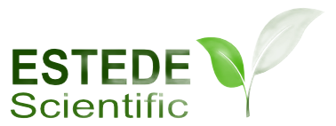 Estede science -logo, jossa on kaksi vihreää lehteä valkoisella pohjalla.