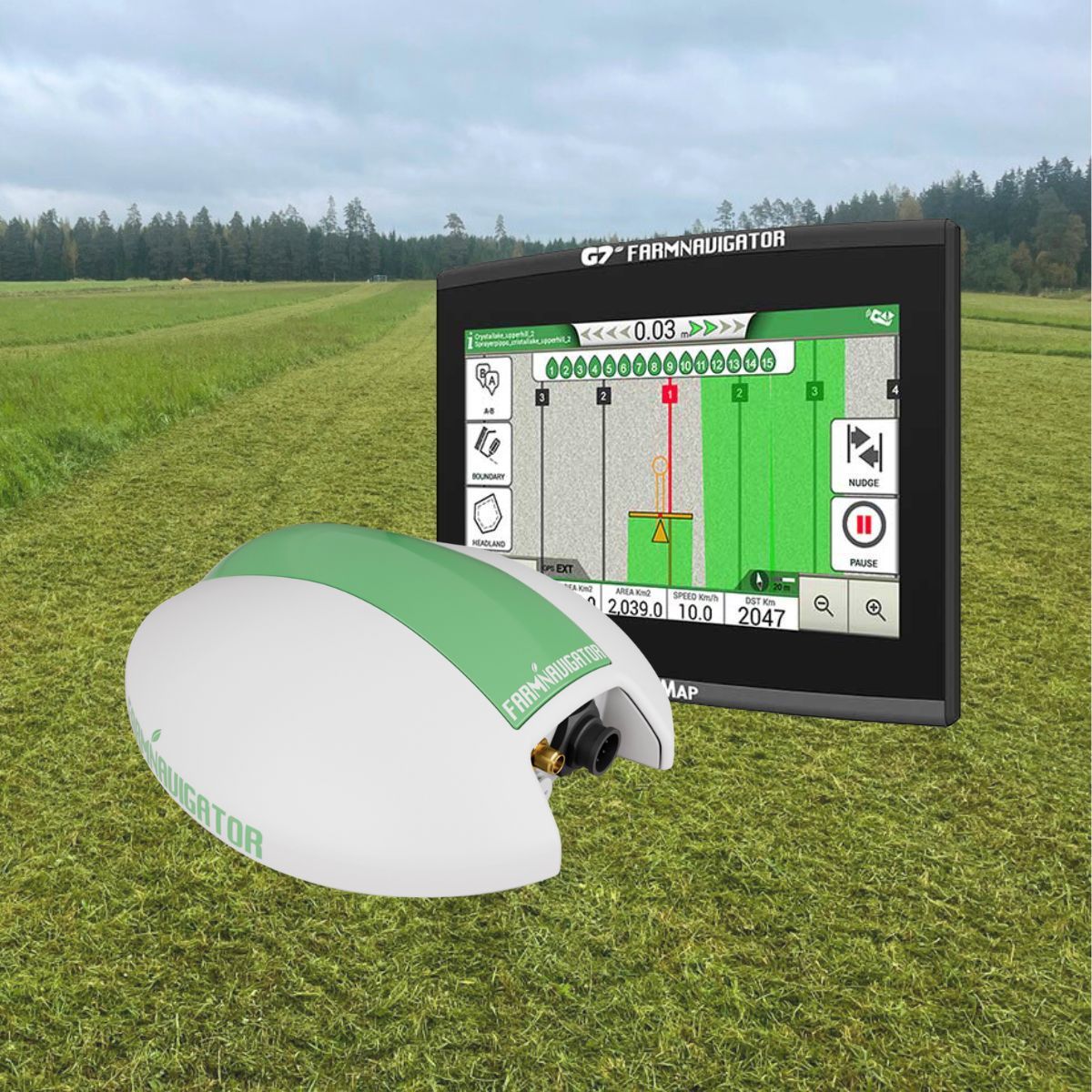 Farmnavigator GPS-ajo-opastus ja GNSS-vastaanotin traktorikäyttöön