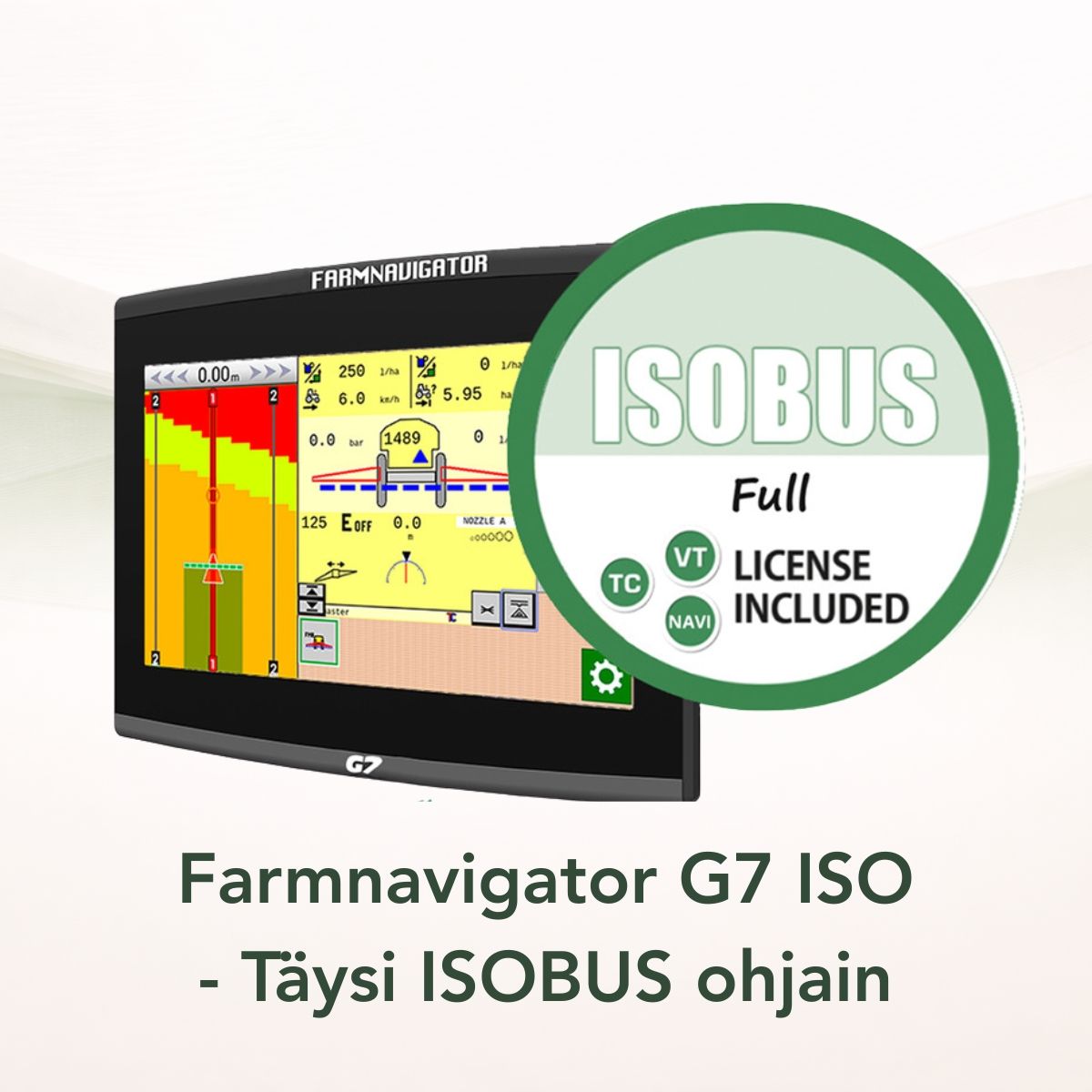 Farmnavigator G7 ISO FULL ISOBUS työkone- ja tehtäväohjain aktivoitu