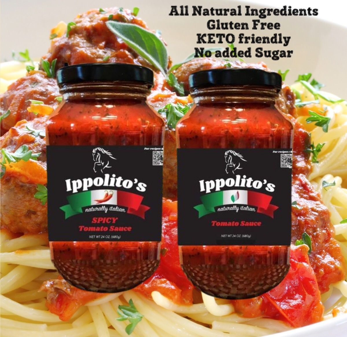 Two jars of ippolito 's spicy tomato sauce