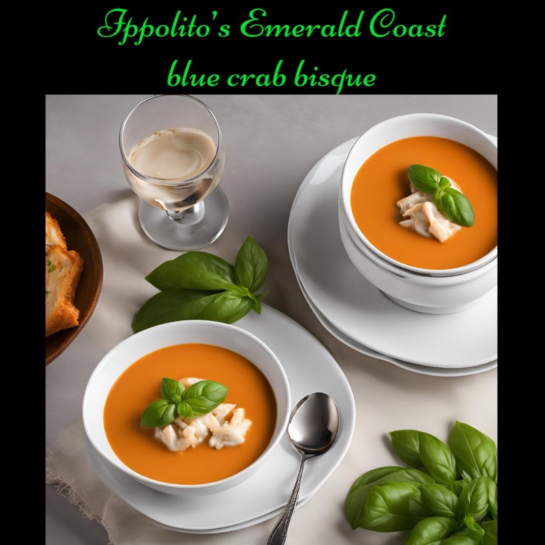 Appolito 's emerald coast blue crab bisque soup in two bowls