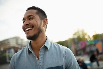 man smiling at carnival