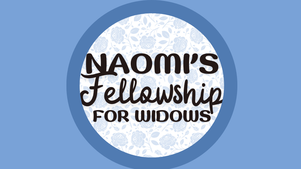 NAOMI'S Fellowship for Widows logo in a blue circle on a light blue background