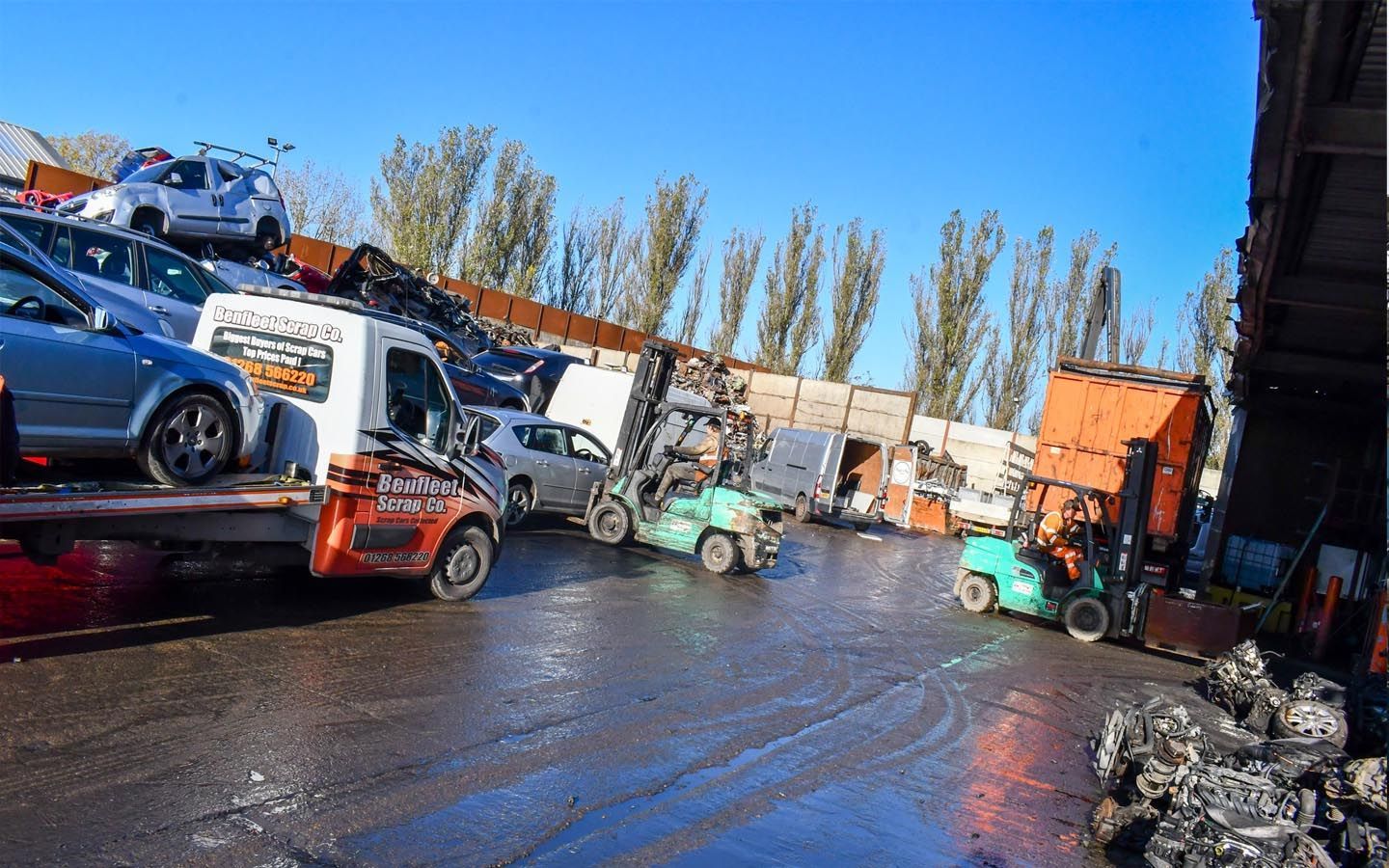 Benfleet Scrap yard - cars waiting to be scrapped.