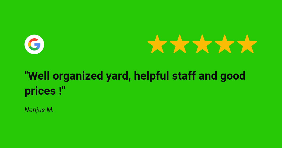 A google review of a well organised scrap yard , helpful staff and good prices