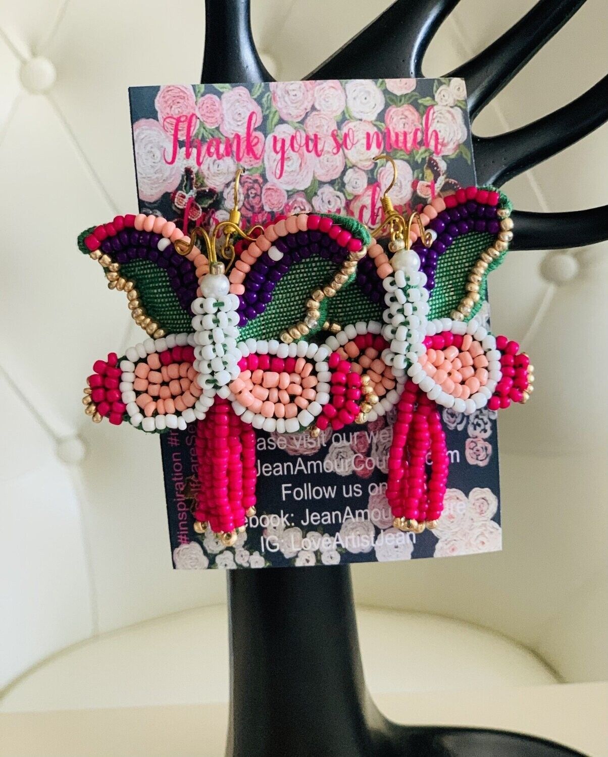 Stunning Pink Beautiful Butterfly Mariposa Earrings