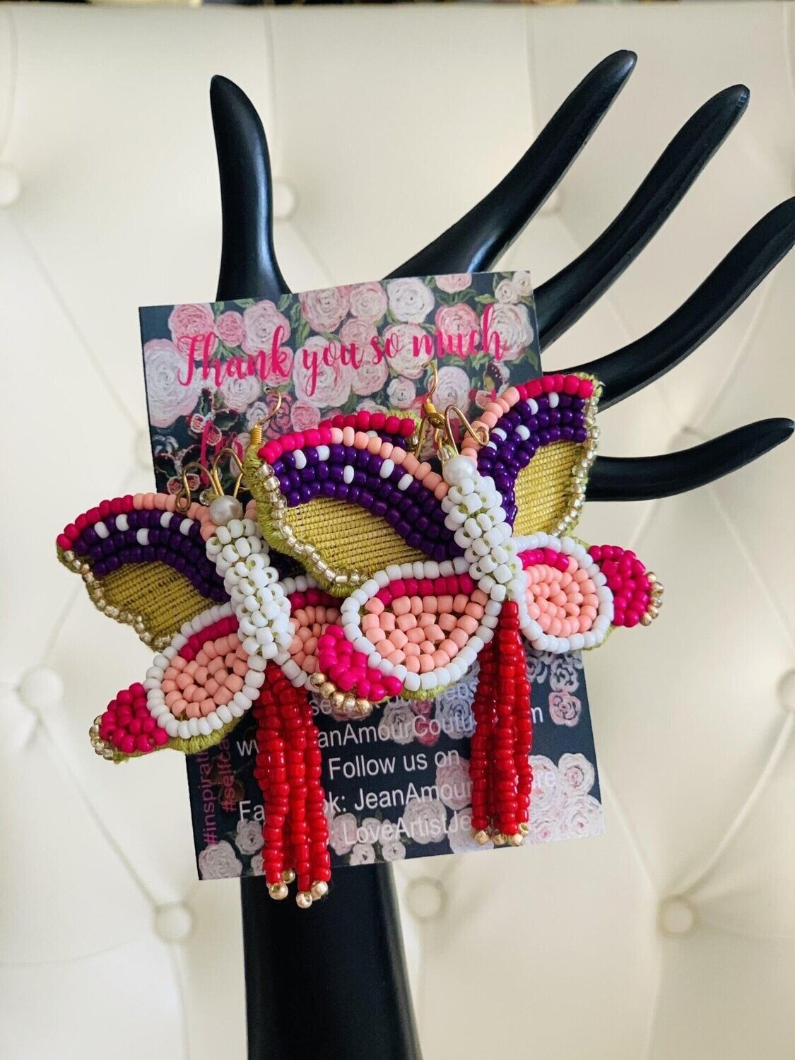 Stunning Red Beautiful Butterfly Mariposa Earrings