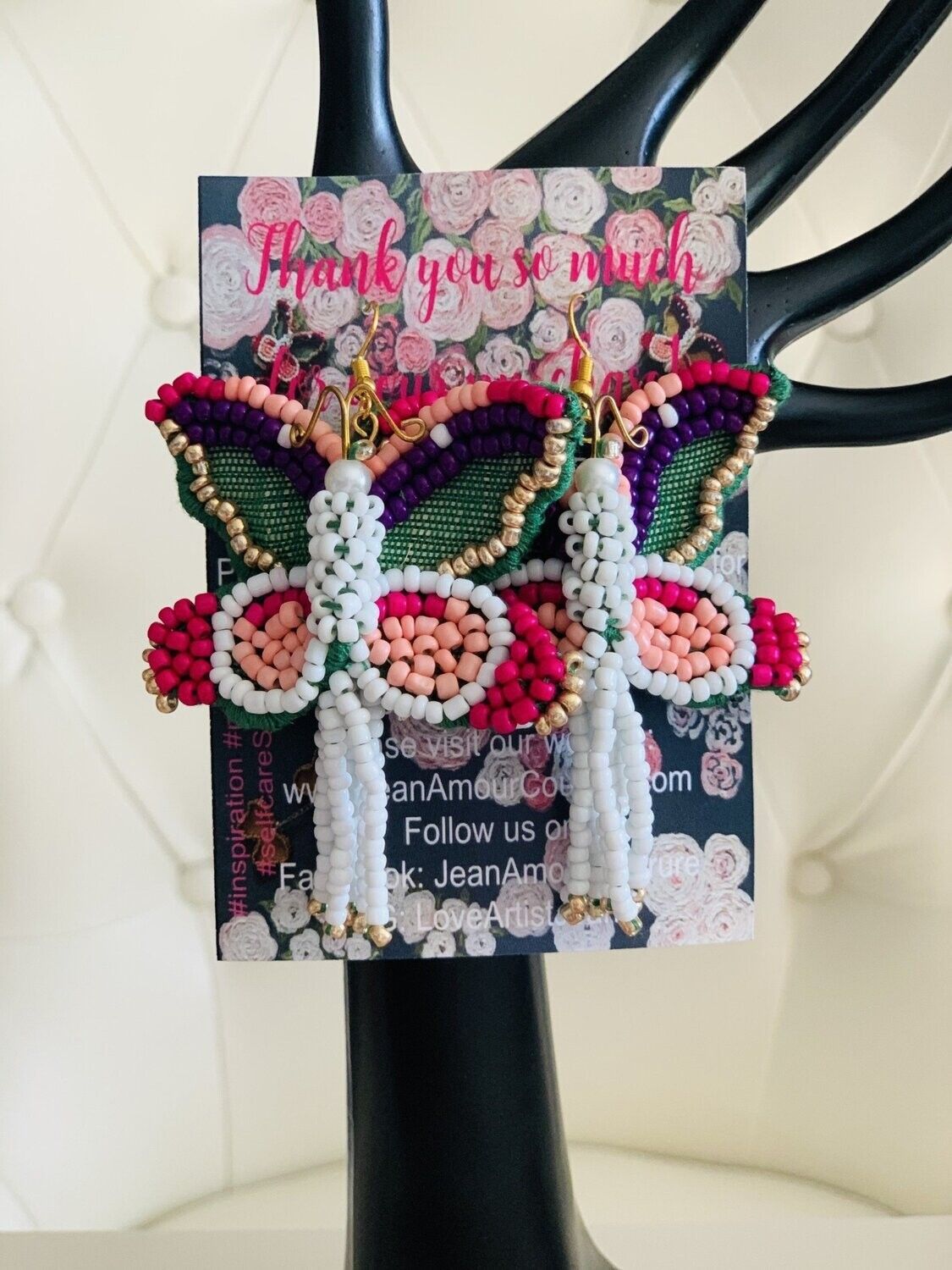 Stunning White Beautiful Butterfly Mariposa Earrings