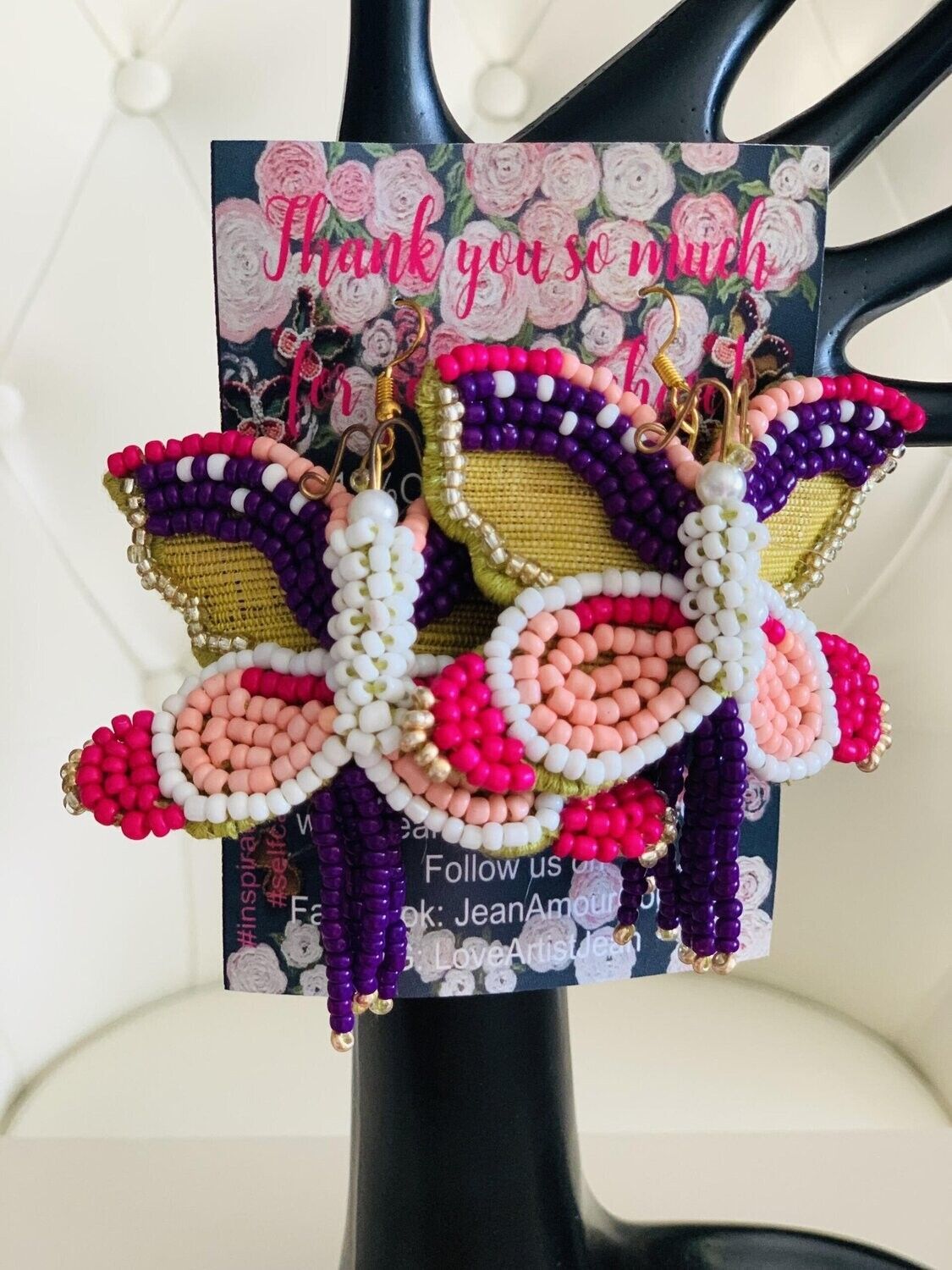 Stunning Purple Beautiful Butterfly Mariposa Earrings