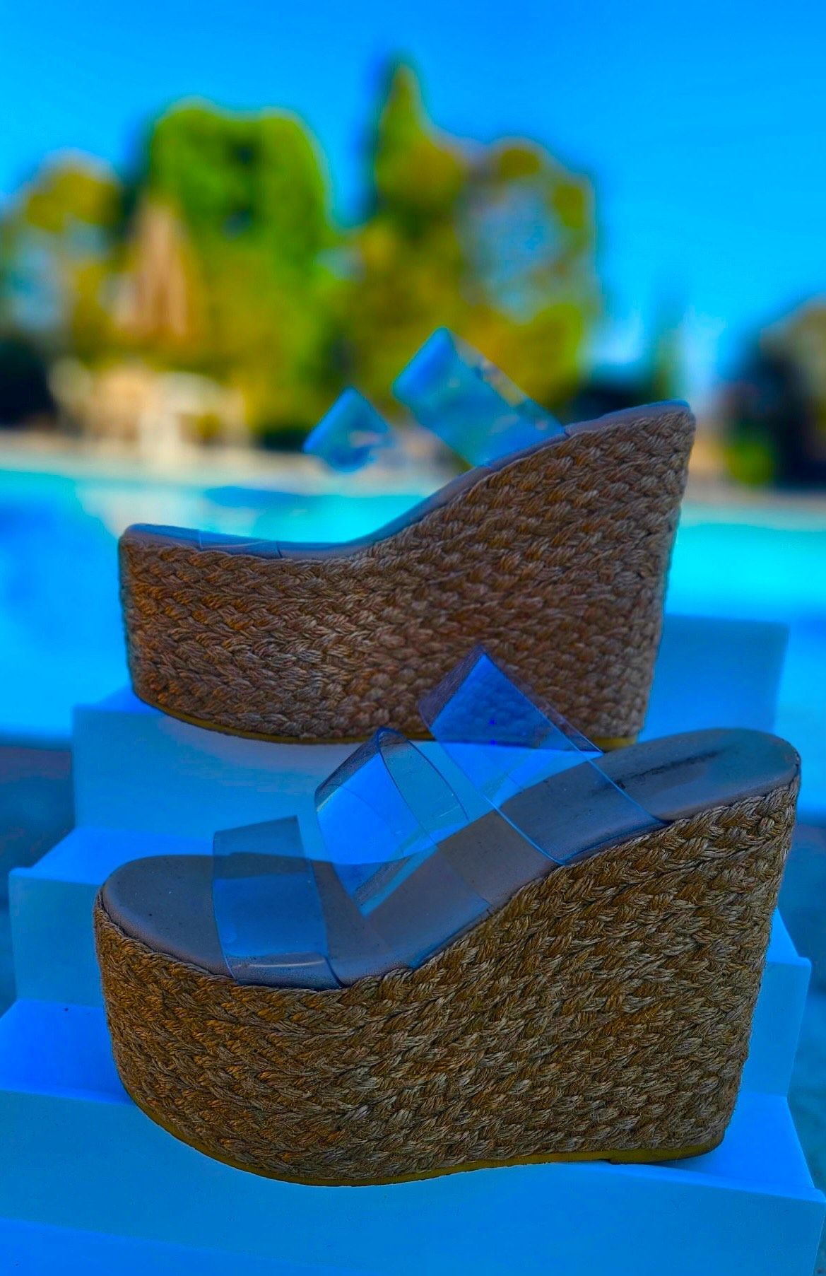 Clear Strap Wedge Sandal