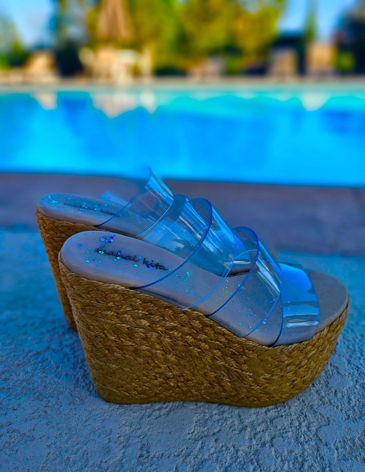 Clear Strap Wedge Sandal