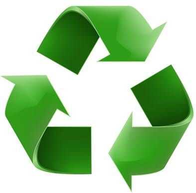 A green recycling logo