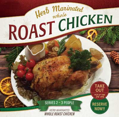Herb marinated Whole Roast Chicken
