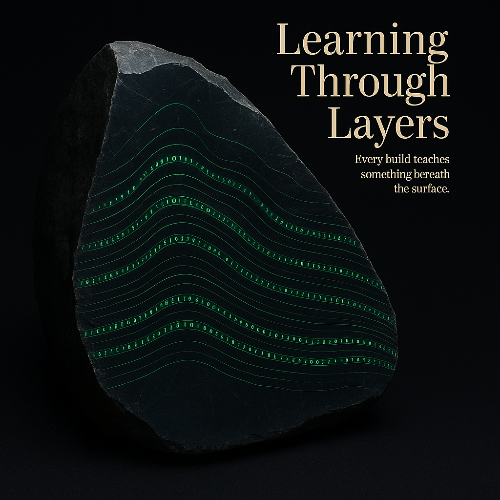Layered glowing stone illustration