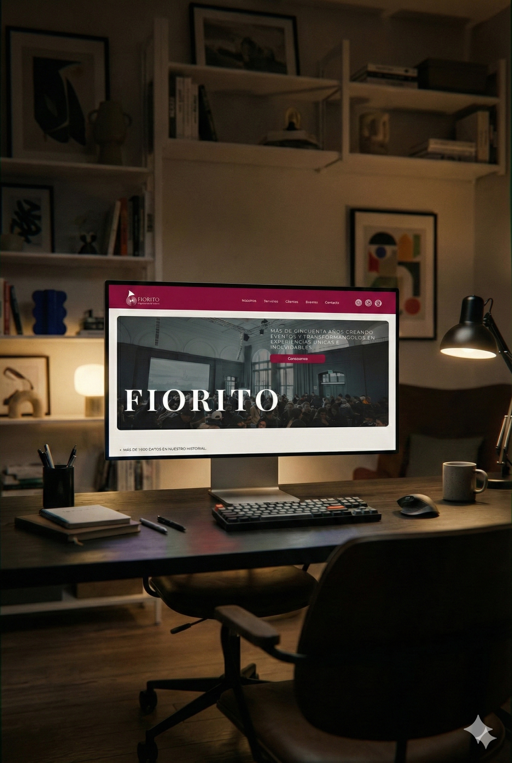 Website mockup for Fiorito Events — clean UX and editorial-style layout design by D4A. Studio.