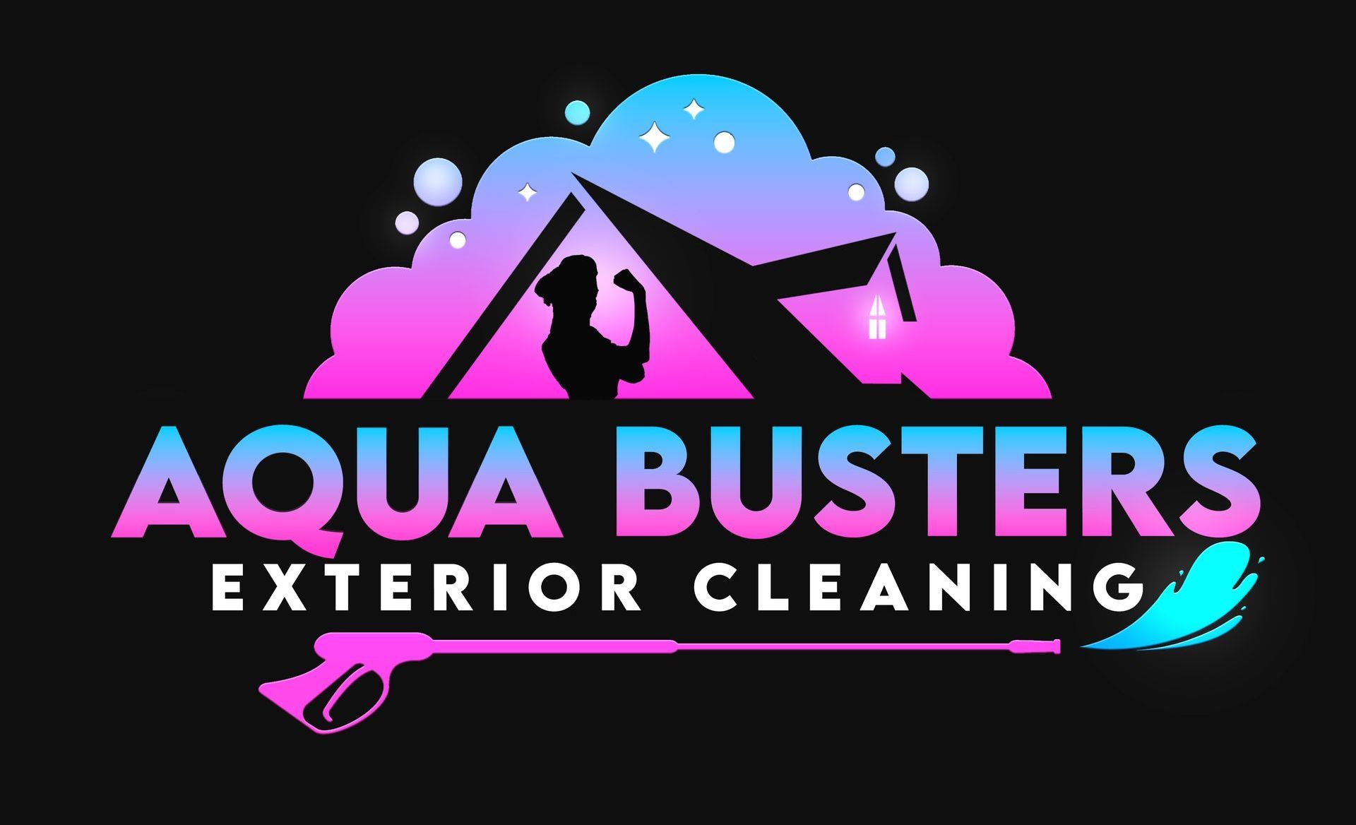 Aqua Busters Logo Exterior Cleaning Company Jet Wash Pressure Wash Patio Driveway Render Softwash Gutter
