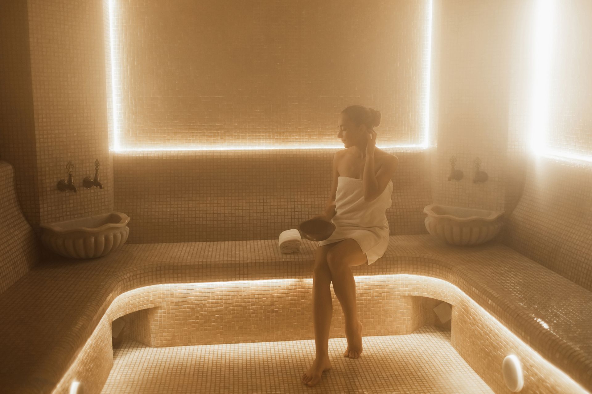 Young girls relaxing at luxury spa.