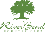 The logo for river bend country club has a tree on it.