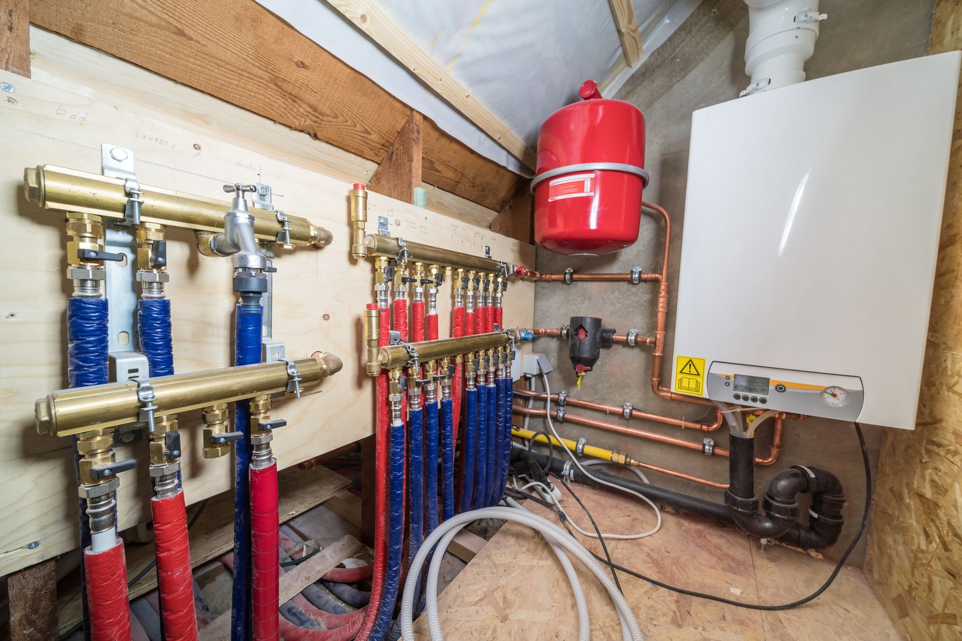 On a collector for heating there are temperature gauge in a cabinet worked. On a collector for heating there are temperature gauge in a cabinet worked.