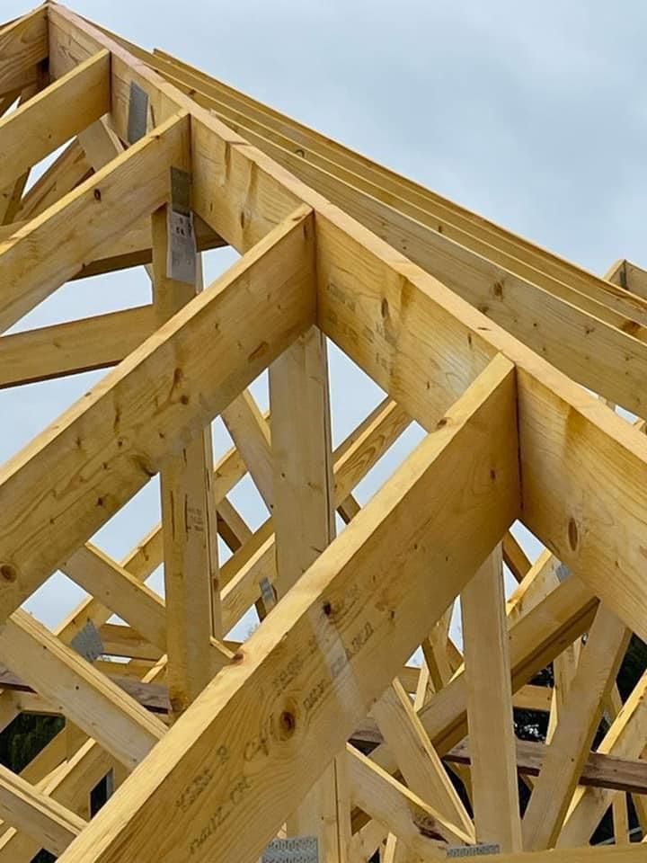 a close up of a wooden structure under construction