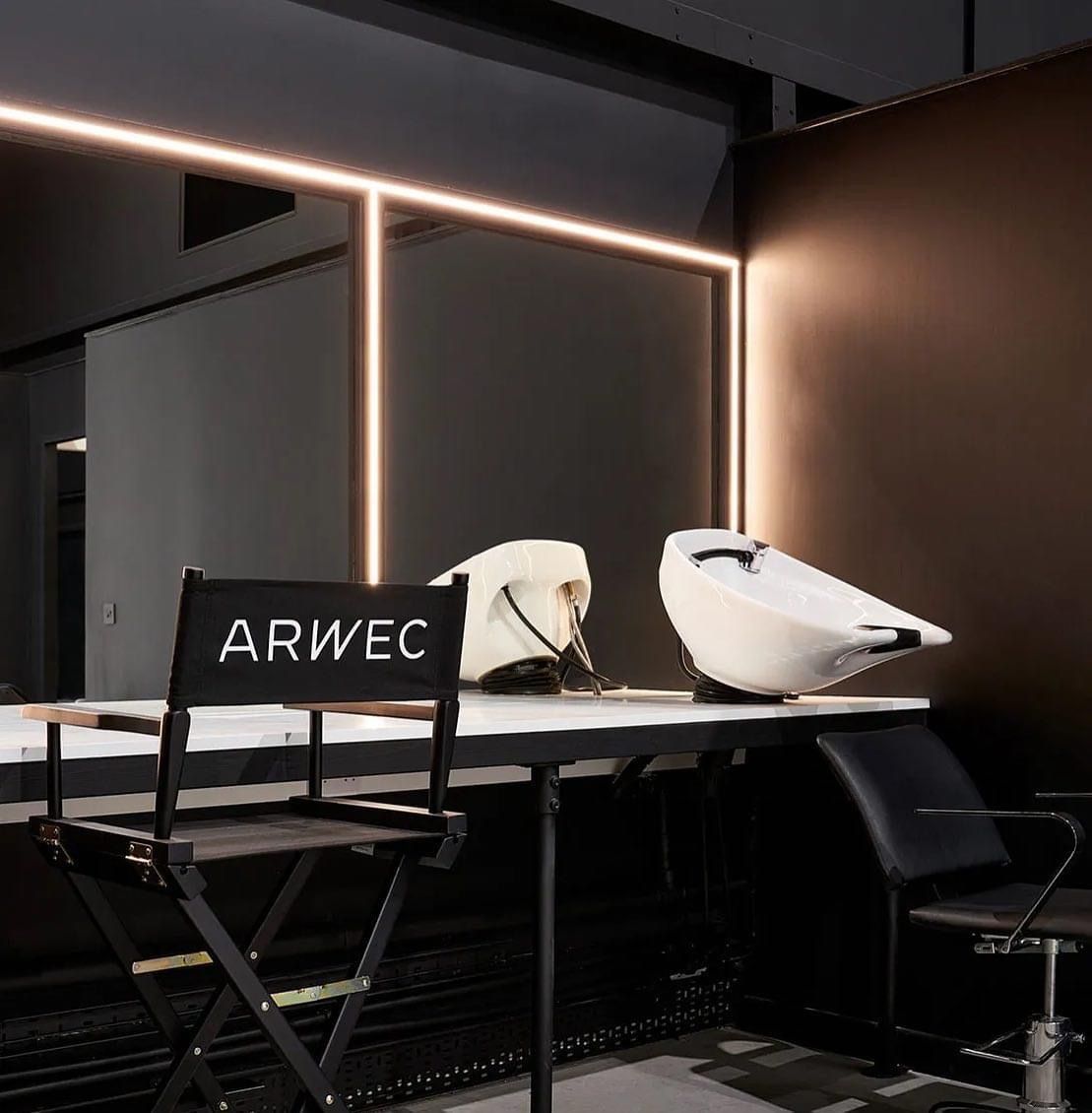 a director 's chair with the word arwec on it