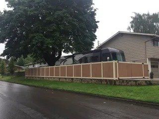 Vinyl fence with beige post - Vancouver, WA - DJ Fence Service