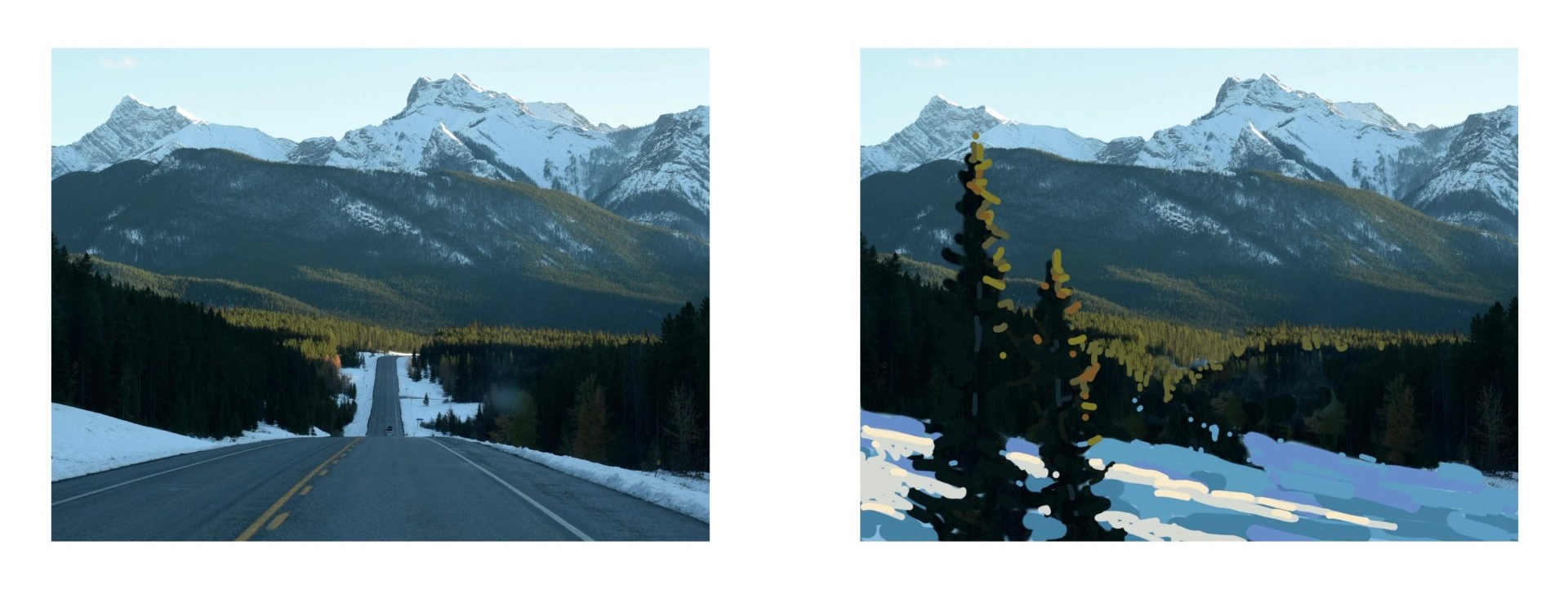mountainous road acrylic painting
