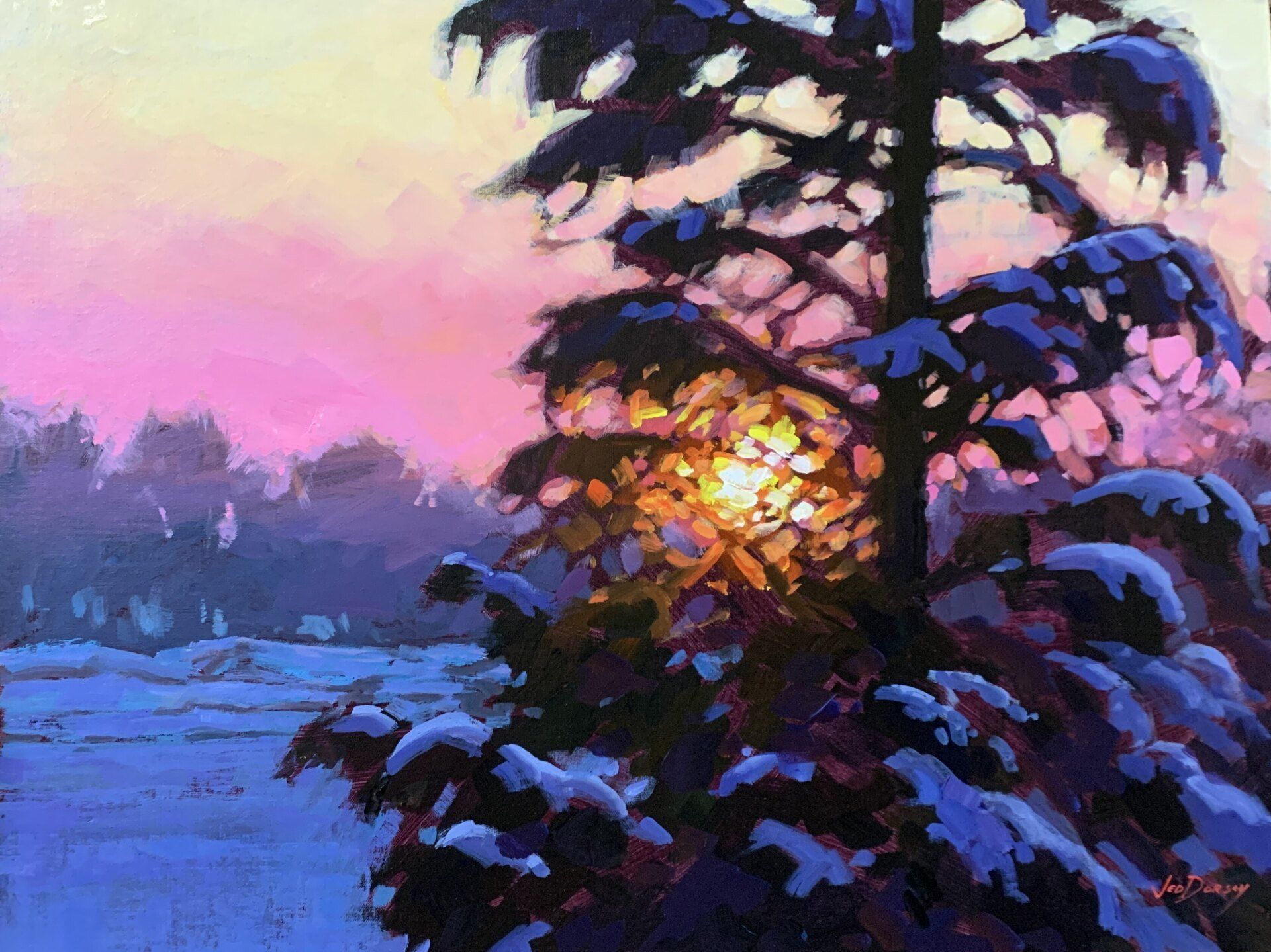 Winter Sun Warmth - Acrylic Painting by Jed Dorsey