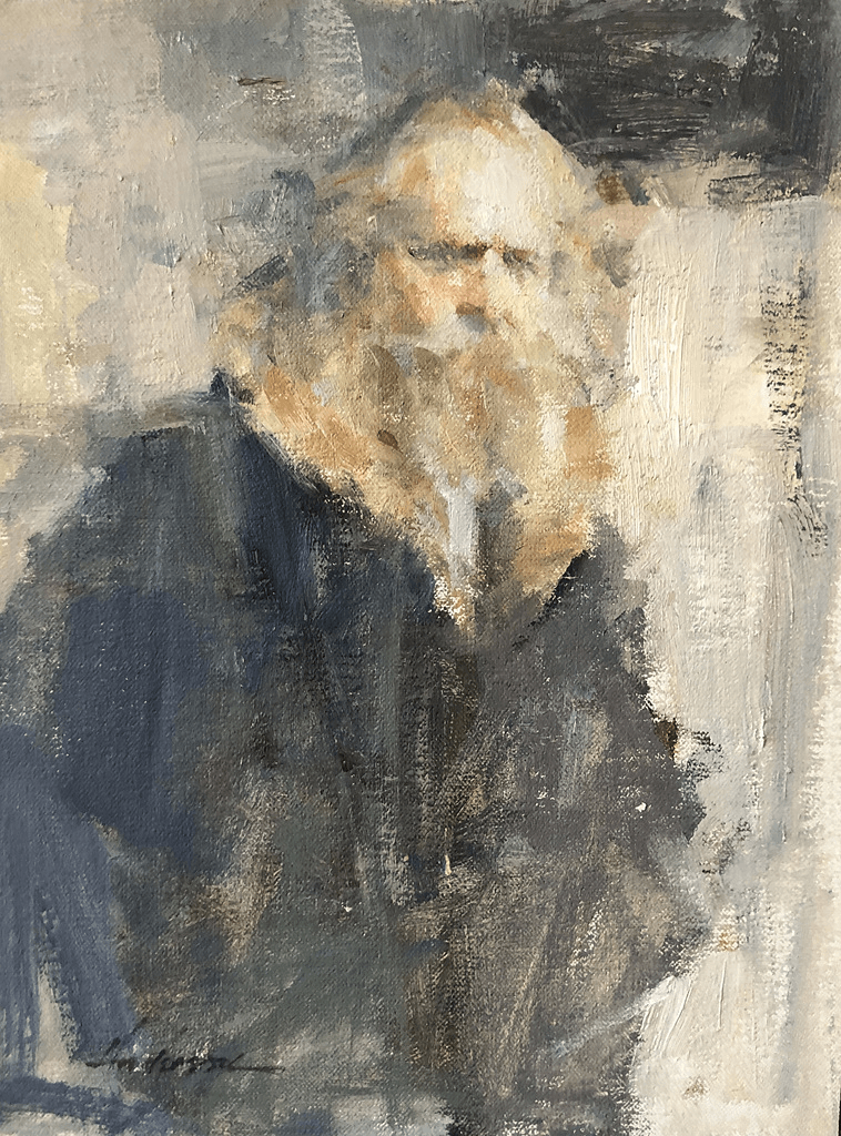 carolyn anderson acrylic painting of a bearded man
