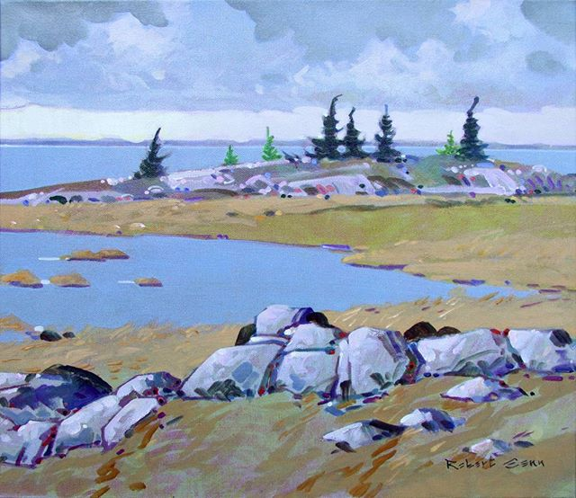 robert genn acrylic painting of rocky seaside