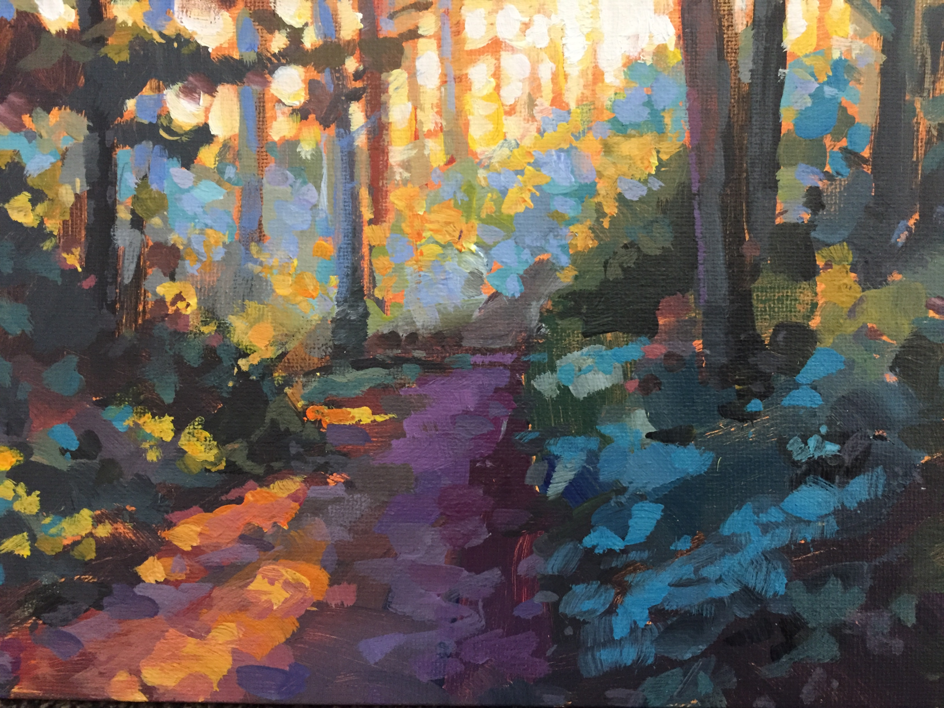 acrylic painting of a forest