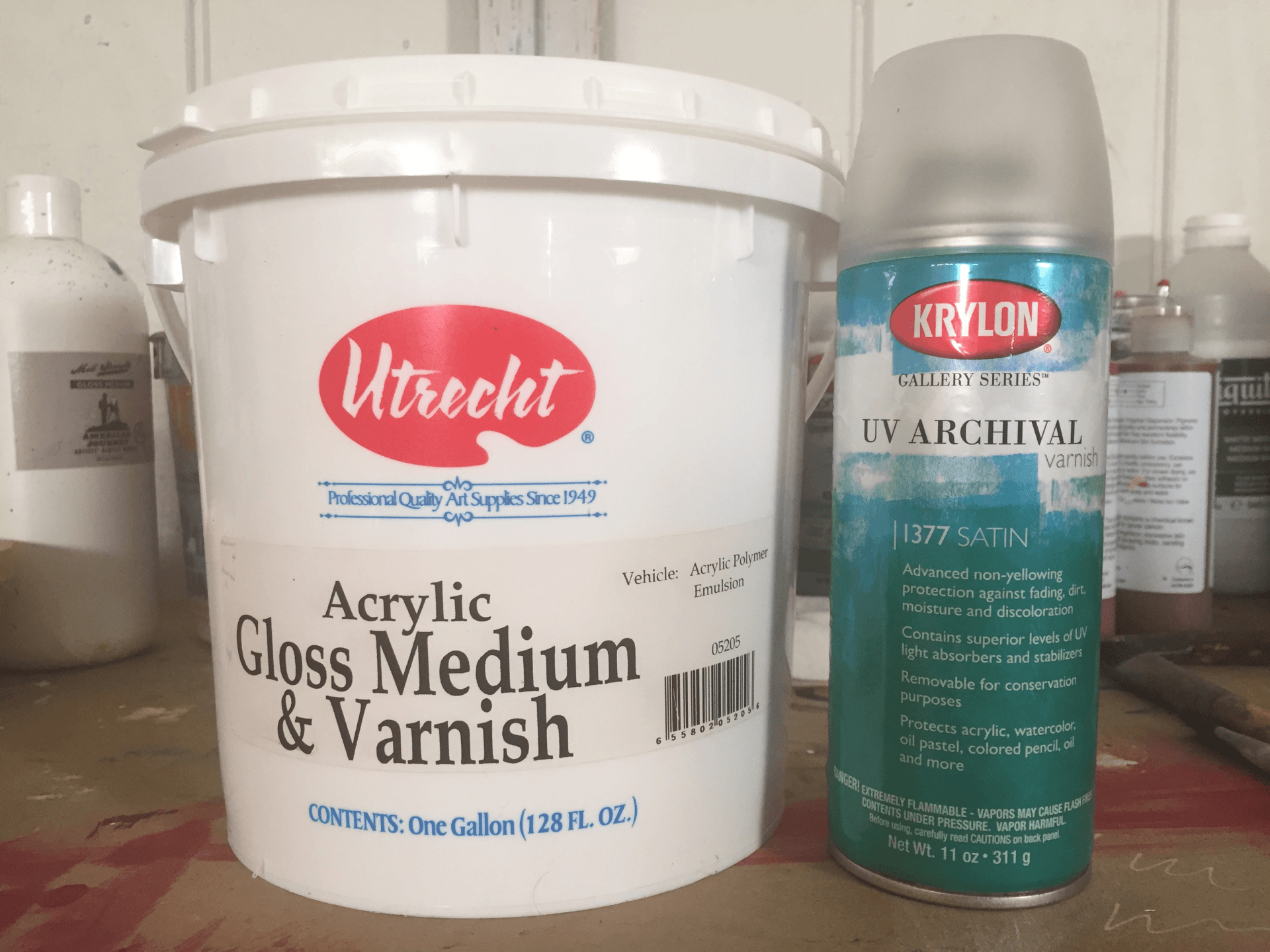acrylic gloss medium varnish and krylon uv archival varnish