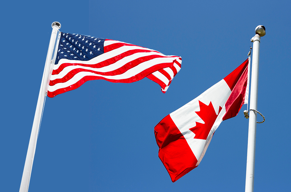 flags of america and canada