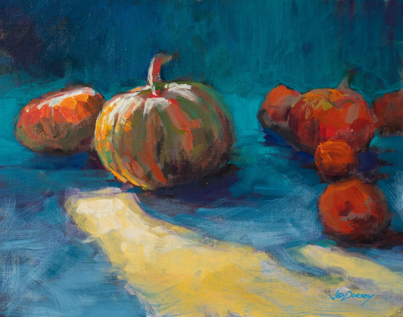 Acrylic painting of pumpkins