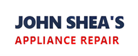 John Shea's Appliance Repair logo in navy and red text on a white background