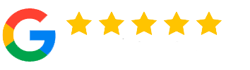 Google logo with five gold stars, indicating a five-star rating.