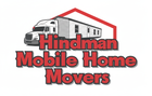 Hindman Mobile Home Movers logo: a semi-truck pulling a mobile home, over red text.