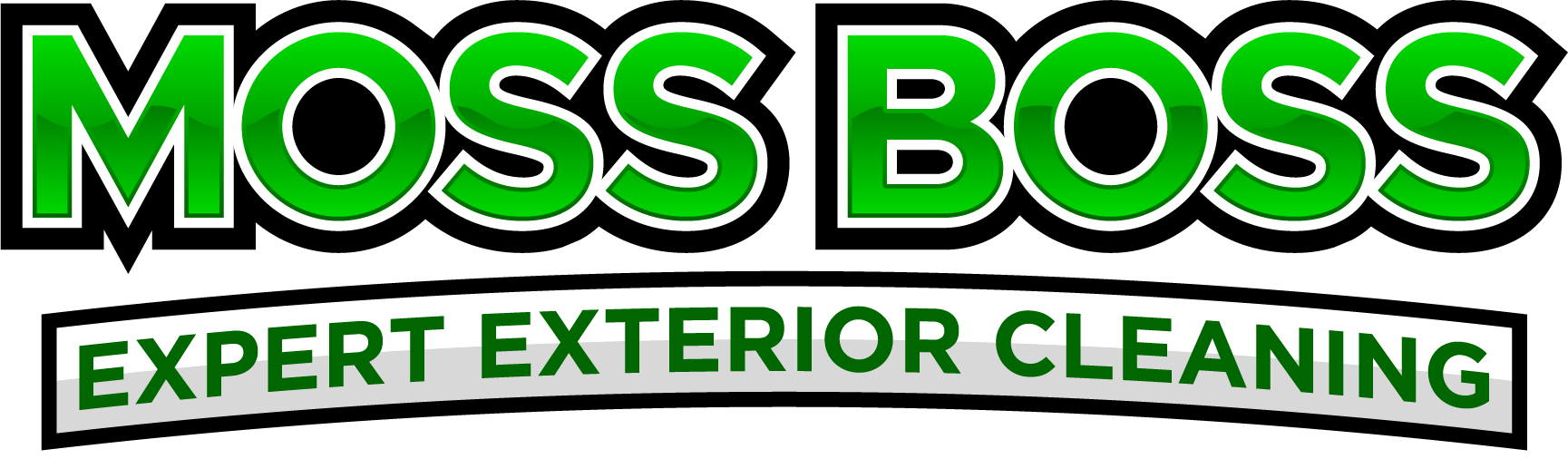 Moss boss expert exterior cleaning logo on a white background