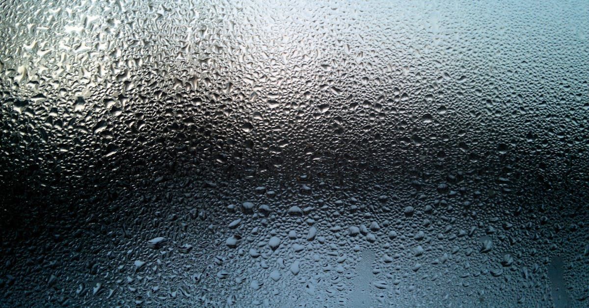A close up of water drops on a window.