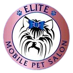 The logo for Elite Mobile Pet Salon shows a dog with a bow on its head.