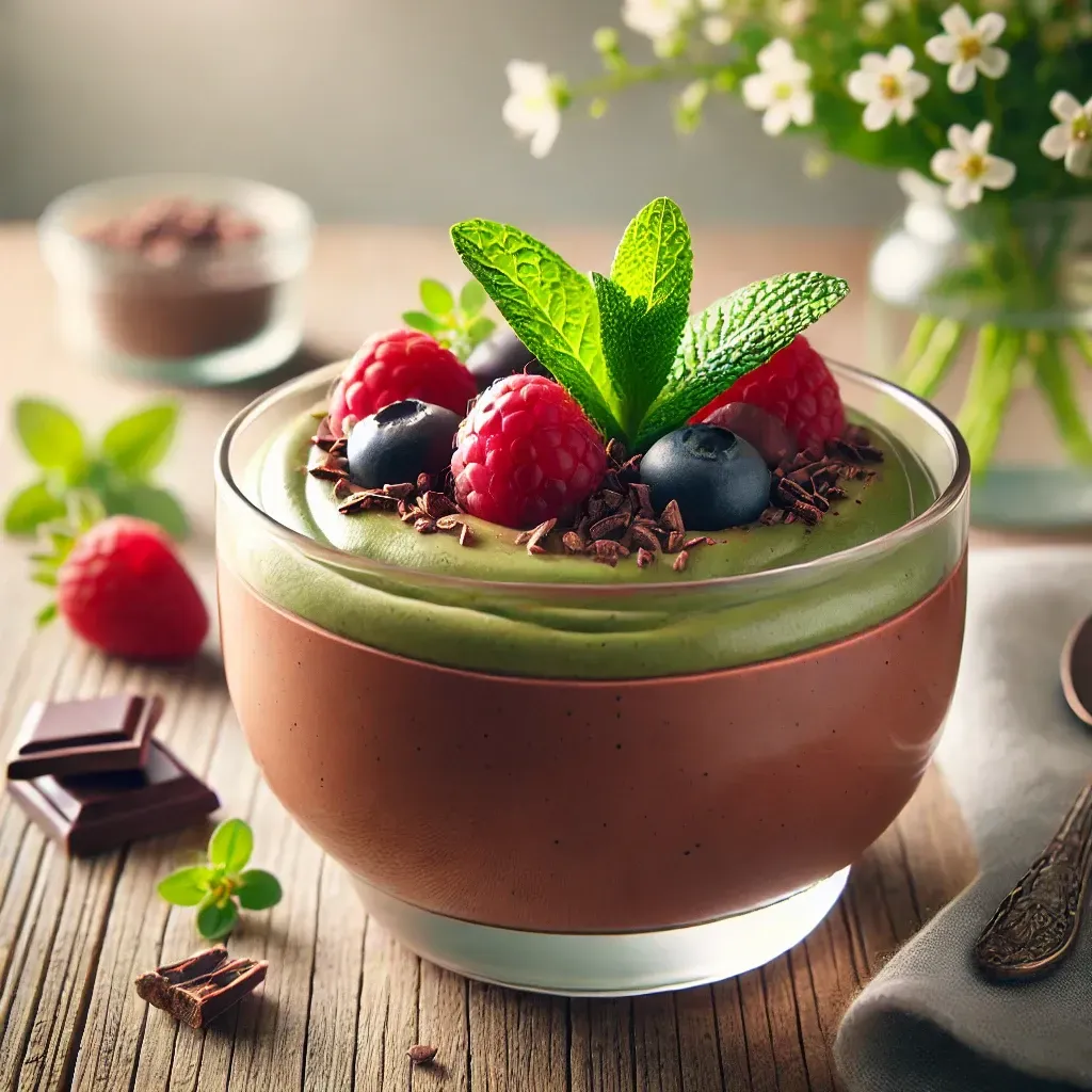 Avocado chocolate mousse, healthy chocolate dessert, refined sugar-free mousse, dairy-free dessert, 