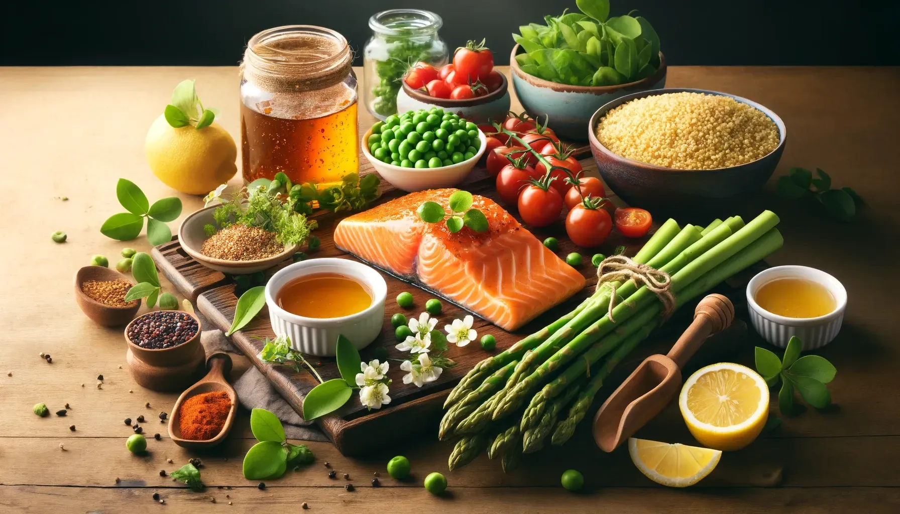 There are many different types of food on the table.