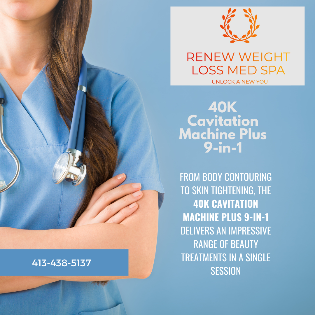 40K Cavitation Machine, body contouring, skin tightening, fat reduction, lymphatic drainage, Renew M